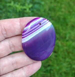 Purple And White Oval Agate Pendant Gemstone